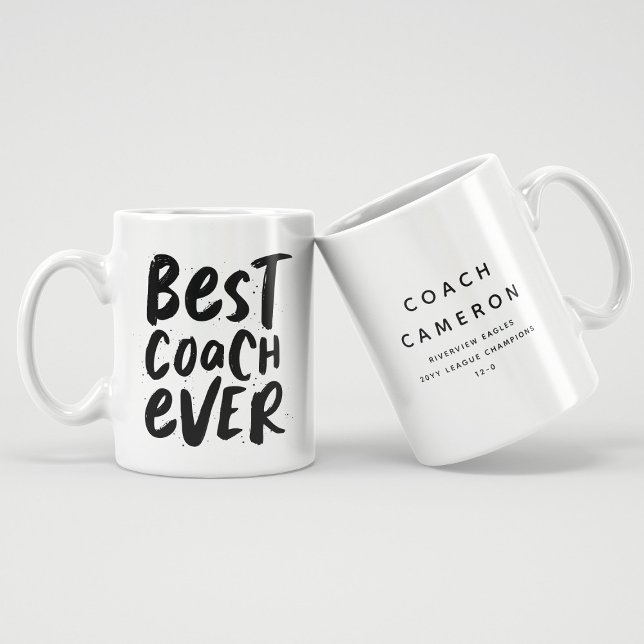 Best coach ever fun black white sports large coffee mug (Creator Uploaded)