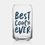 Best coach ever fun navy personalised sports gift can glass<br><div class="desc">Best coach ever! Celebrate a super season with this personalised glass featuring a fun hand-lettered graphic on the front and room for the coach's name and the team's accomplishments on the back. Great for athletes young and old - from toddlers to professionals - and a wide range of sports like...</div>