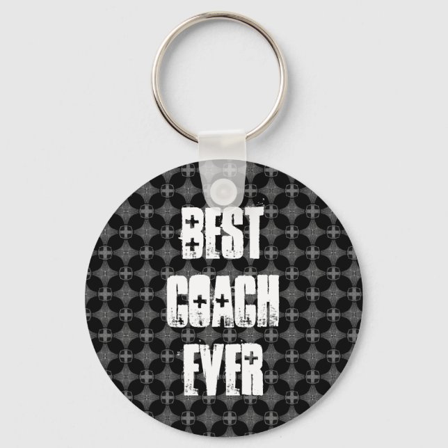 Best Coach Ever Modern Black Silver Pattern Key Ring (Front)