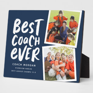 Best coach ever navy two photo team thank you plaque