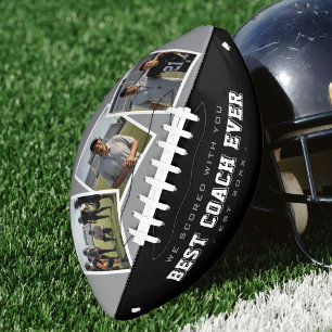 Best Coach Ever Photo Grey & Black Football