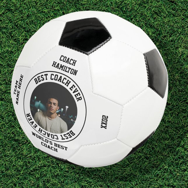Best Coach Ever Photo Personalised Soccer Ball (Creator Uploaded)