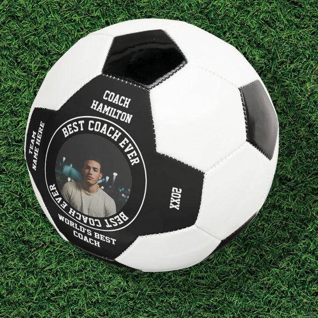 Best Coach Ever Photo Personalized Soccer Ball (Creator Uploaded)