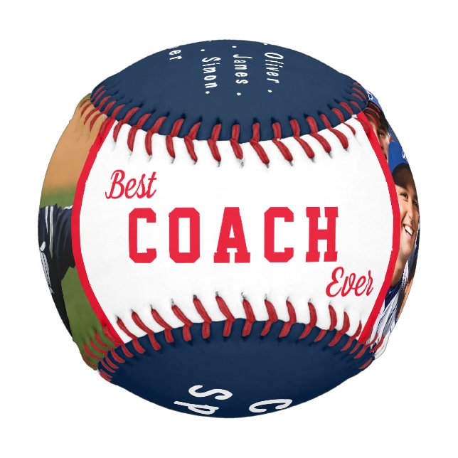 Best coach ever red & blue  baseball (Front)