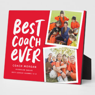 Best coach ever red two photo team thank you plaque