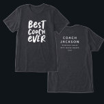 Best coach ever trendy modern sports team<br><div class="desc">Celebrate the best coach ever! This stylish and trendy design features modern lettering "best coach ever" on the front and personalised details on the back including coach name and all the victory stats for your team. Great for every sport and every league and every age! Soccer, football, swimming, tennis, golf...</div>