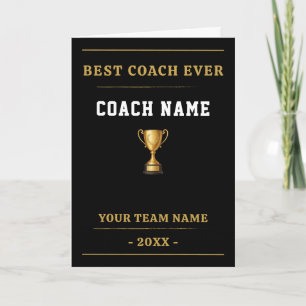 Best Coach Ever Trophy Coach Appreciation Gift Thank You Card