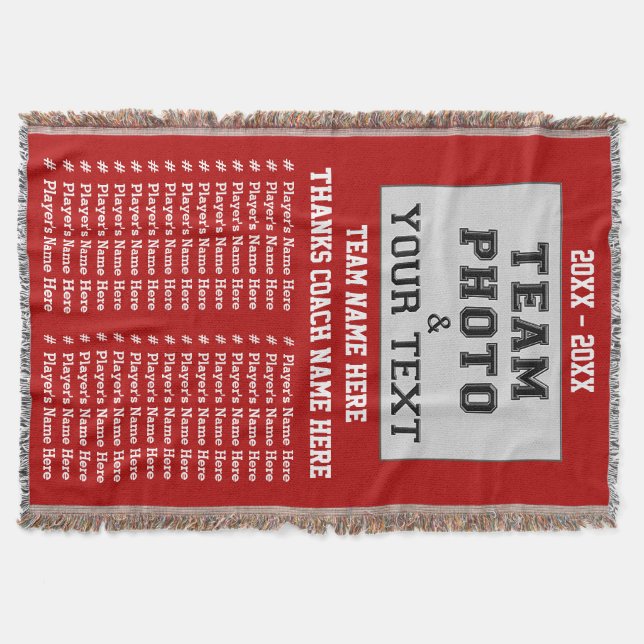 BEST Coach Gifts Team Photo and ALL Player's NAMES Throw Blanket (Front)