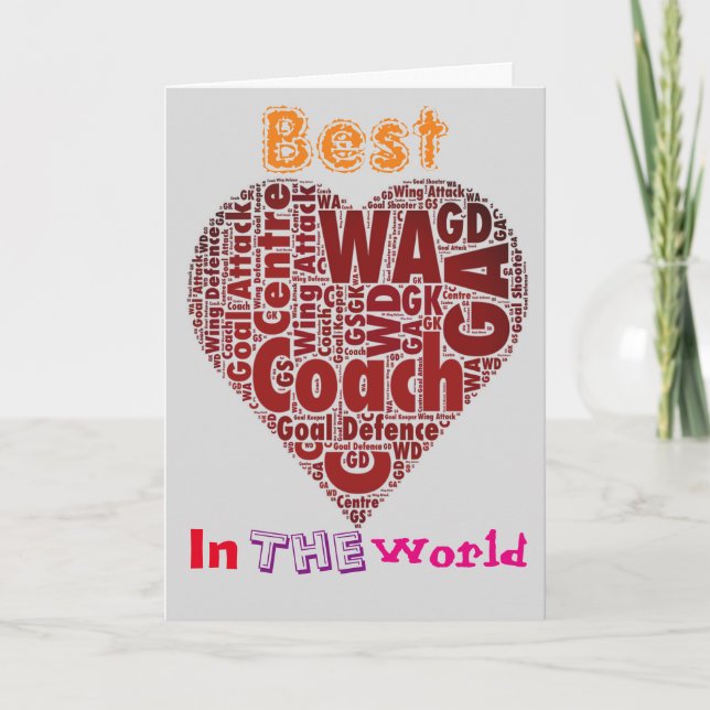 Best Coach Love Netball Design Card (Front)