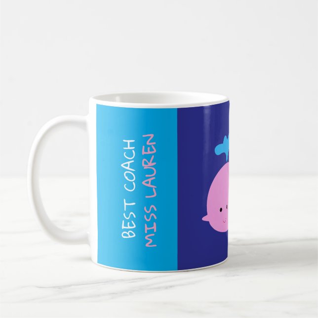 Best Coach Mug with Name, Cute Whale Coffee Mug (Left)