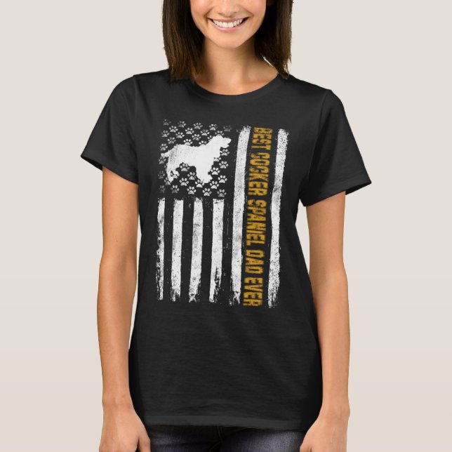 Best Cocker Spaniel Dog Dad Ever American Flag T-Shirt (Front)