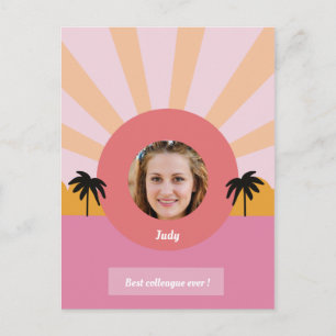 Best colleague friend ever colourful modern palm   holiday postcard