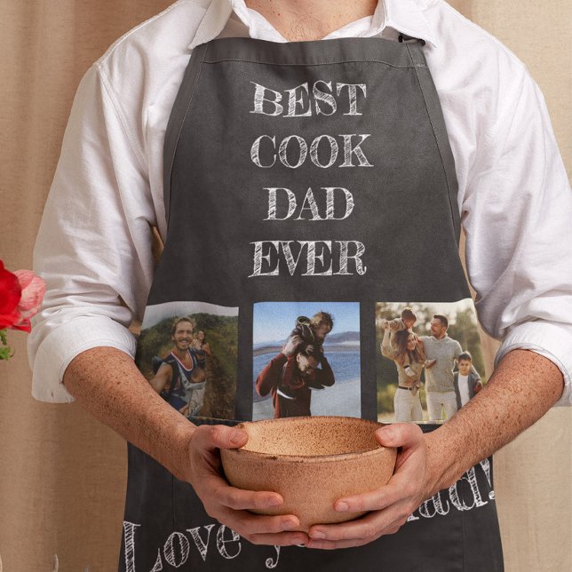 Best cook dad ever Father's Day photo collage Apron (Creator Uploaded)