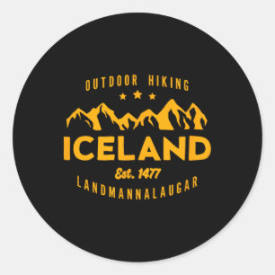 Best Cool Iceland Iceland Hiking Landmannalaugar E Classic Round Sticker