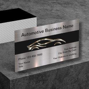 Best Cool Metallic Look Automotive Business Card 