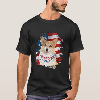 Best Corgi Dad Ever American Flag Dog Father s Day T-Shirt