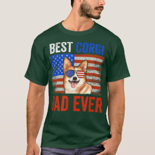 Best Corgi Dad Ever American Flag Fathers Day  T-Shirt