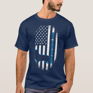 Best Corgi Dad Ever Corgi Dog Father American Flag T-Shirt