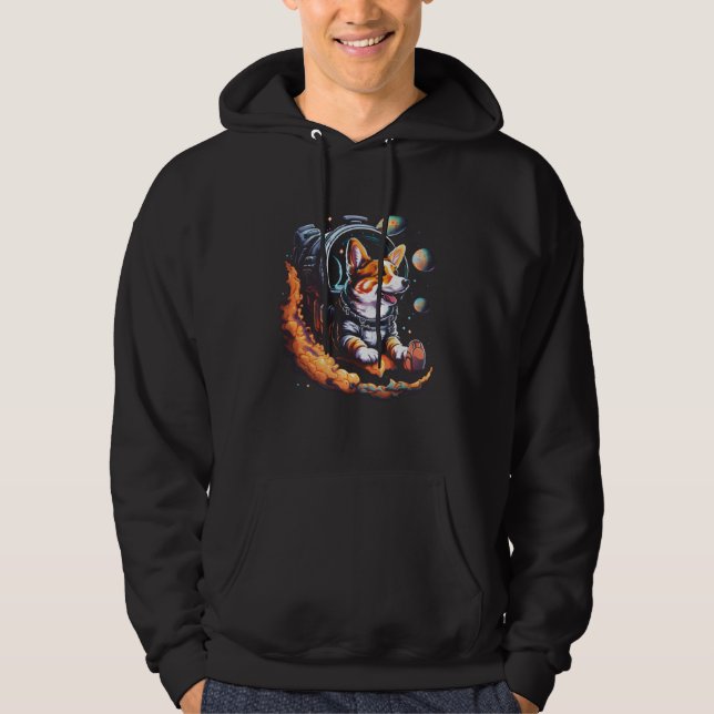 Best Corgi Dad Ever Cute Space Astronaut Corgi Dog Hoodie (Front)