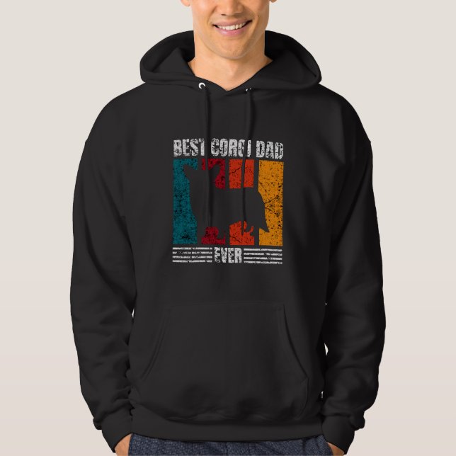 Best Corgi Dad Ever Distressed Hoodie (Front)