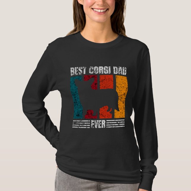 Best Corgi Dad Ever Distressed T-Shirt (Front)