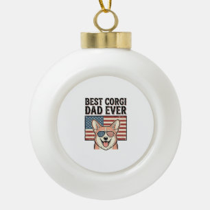 Best Corgi Dad Ever Patriotic Vintage Dog Shirt_1 Ceramic Ball Christmas Ornament
