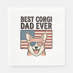 Best Corgi Dad Ever Patriotic Vintage Dog Shirt_1 Napkin