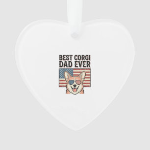 Best Corgi Dad Ever Patriotic Vintage Dog Shirt_1 Ornament
