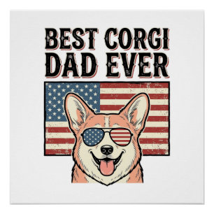 Best Corgi Dad Ever Patriotic Vintage Dog Shirt_1 Poster