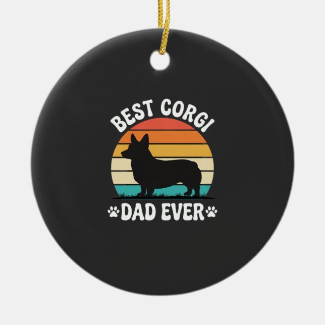 Best Corgi Dad Ever Retro Dog Ceramic Tree Decoration (Front)