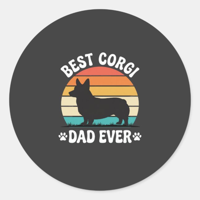 Best Corgi Dad Ever Retro Dog Classic Round Sticker (Front)