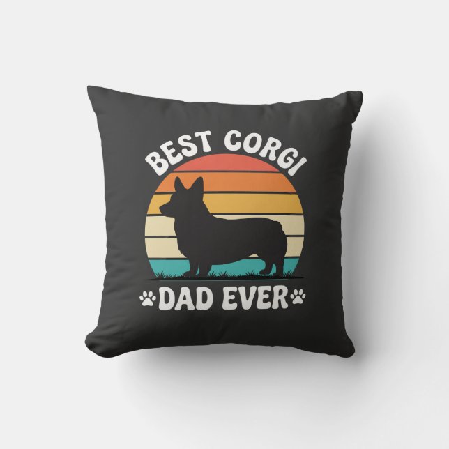Best Corgi Dad Ever Retro Dog Cushion (Front)