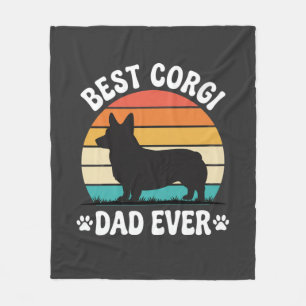 Best Corgi Dad Ever Retro Dog Fleece Blanket
