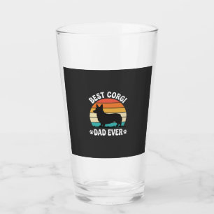 Best Corgi Dad Ever Retro Dog Glass