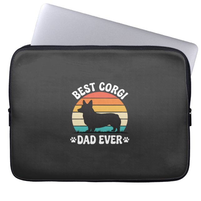 Best Corgi Dad Ever Retro Dog Laptop Sleeve (Front)