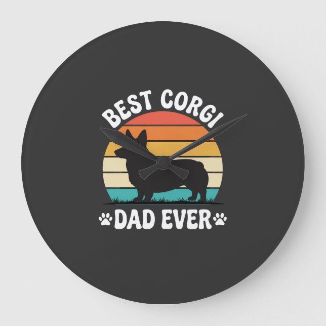 Best Corgi Dad Ever Retro Dog Large Clock (Front)