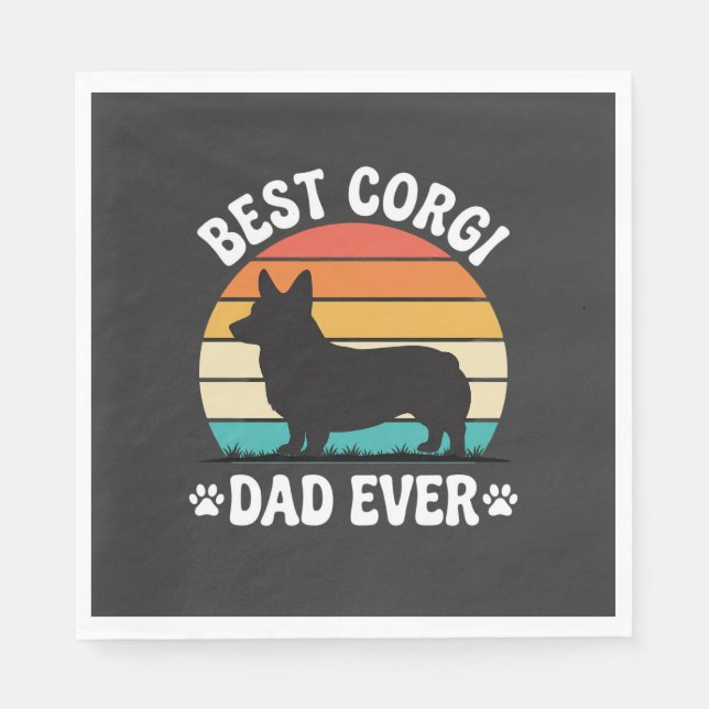 Best Corgi Dad Ever Retro Dog Napkin (Front)