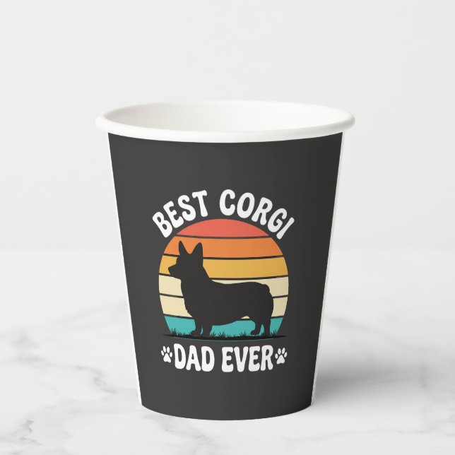 Best Corgi Dad Ever Retro Dog Paper Cups (Front)