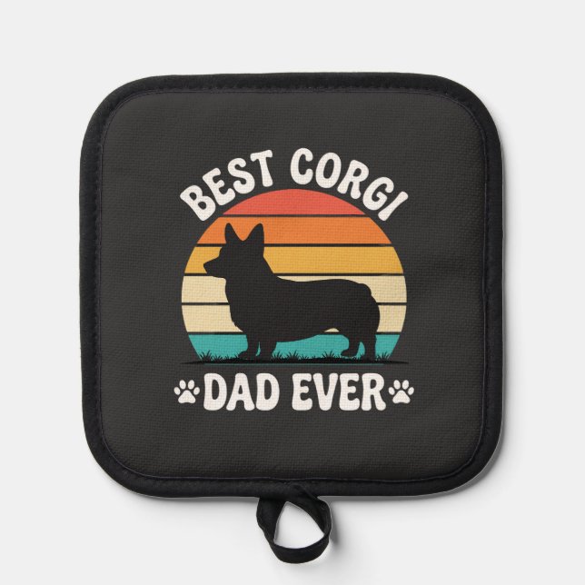 Best Corgi Dad Ever Retro Dog Pot Holder (Front)