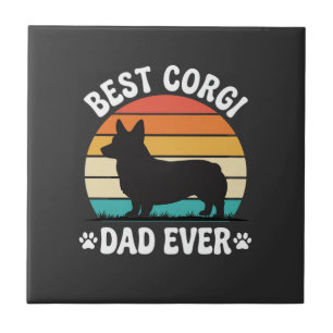 Best Corgi Dad Ever Retro Dog Tile