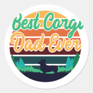 Best Corgi Dad Ever Retro Vintage Fathers Day Gift Classic Round Sticker