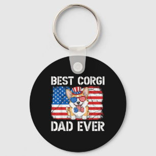 Best Corgi Dad Ever Usa Flag Patriotic Dog 4th Of Key Ring