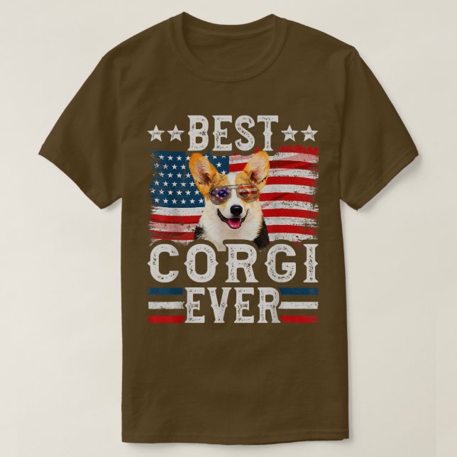 Best Corgi Ever American Flag 4th Of July  T-Shirt (Design Front)