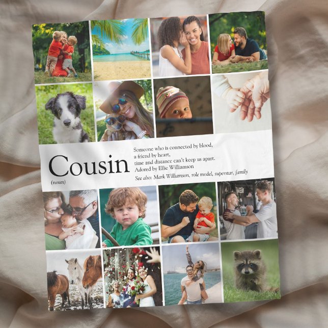 Best Cousin Ever Definition 16 Photo Collage Fun Fleece Blanket (Creator Uploaded)