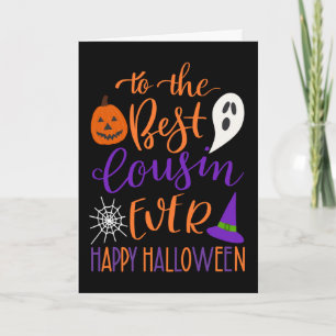 Best Cousin Ever Halloween in Orange and Purple Card