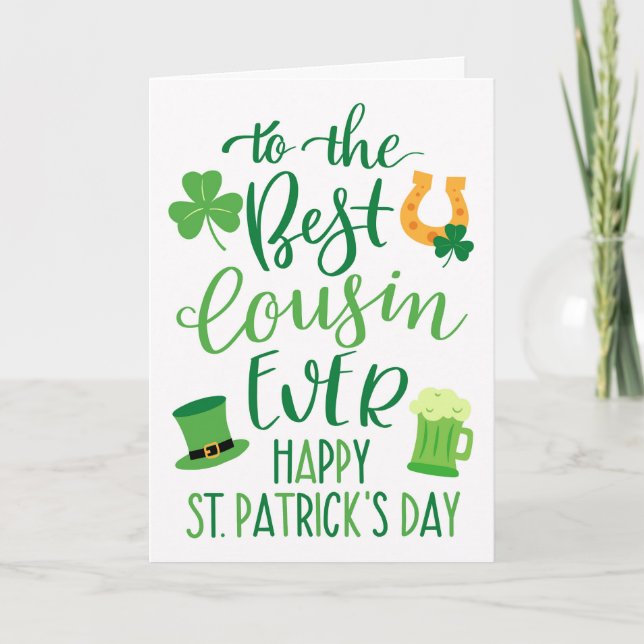 Best Cousin Ever St Patrick's Day Typography Card (Front)