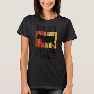 Best Cow Dad Ever Cow Farm Farmer Retro Vintage 60 T-Shirt