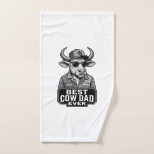 Best Cow Dad Ever Vintage Engraving Design_1 Hand Towel