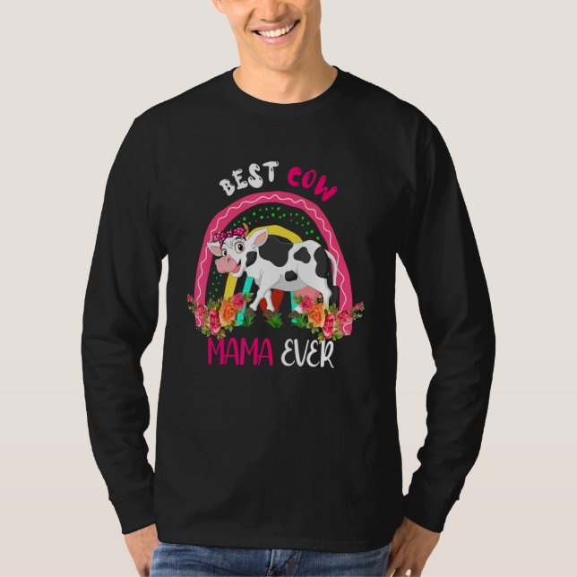 Best Cow Mama Ever Cute Cow Bow Tie Farmer Mother' T-Shirt (Front)