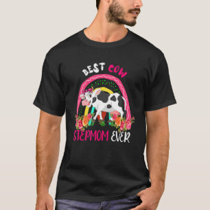 Best Cow Stepmom Ever Cute Cow Bow Tie Farmer Moth T-Shirt